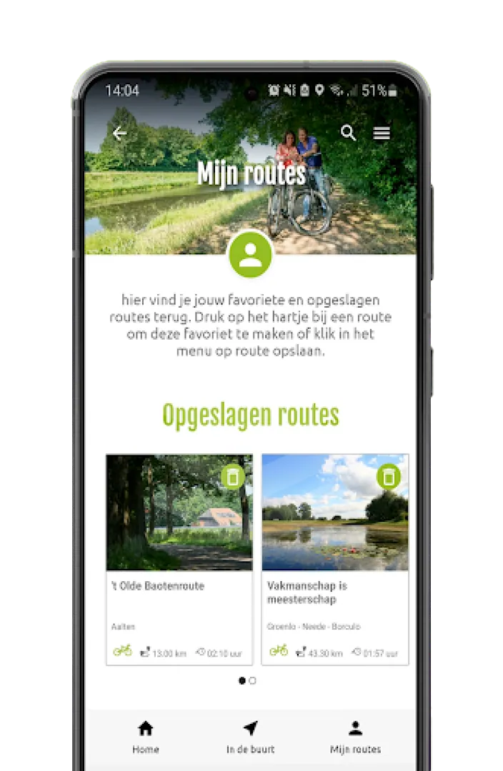Route-app op telefoon