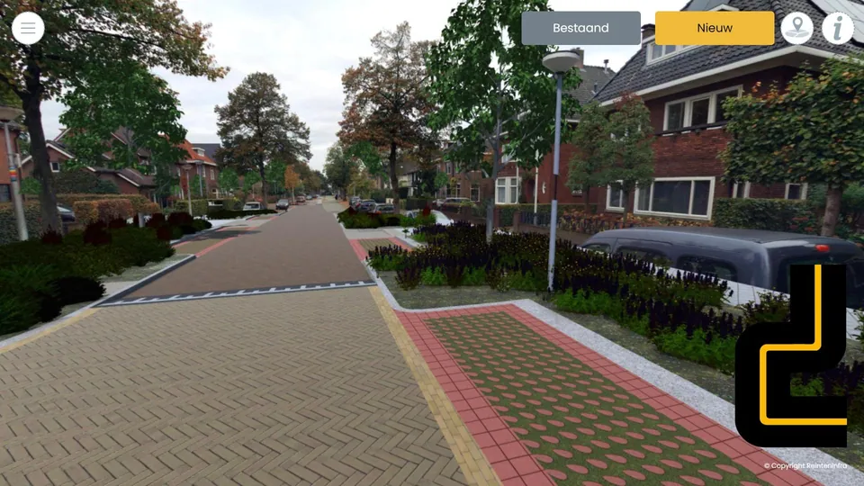 3D-ontwerp als overlay op een 360°-beeld van de bestaande situatie
