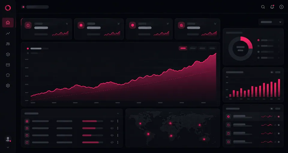 SaaS-dashboard met terugkerende inkomsten en een stijgende groeigrafiek
