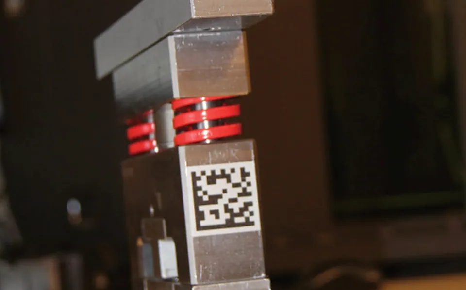 Gereedschapscomponent met datamatrix-code uit de productie